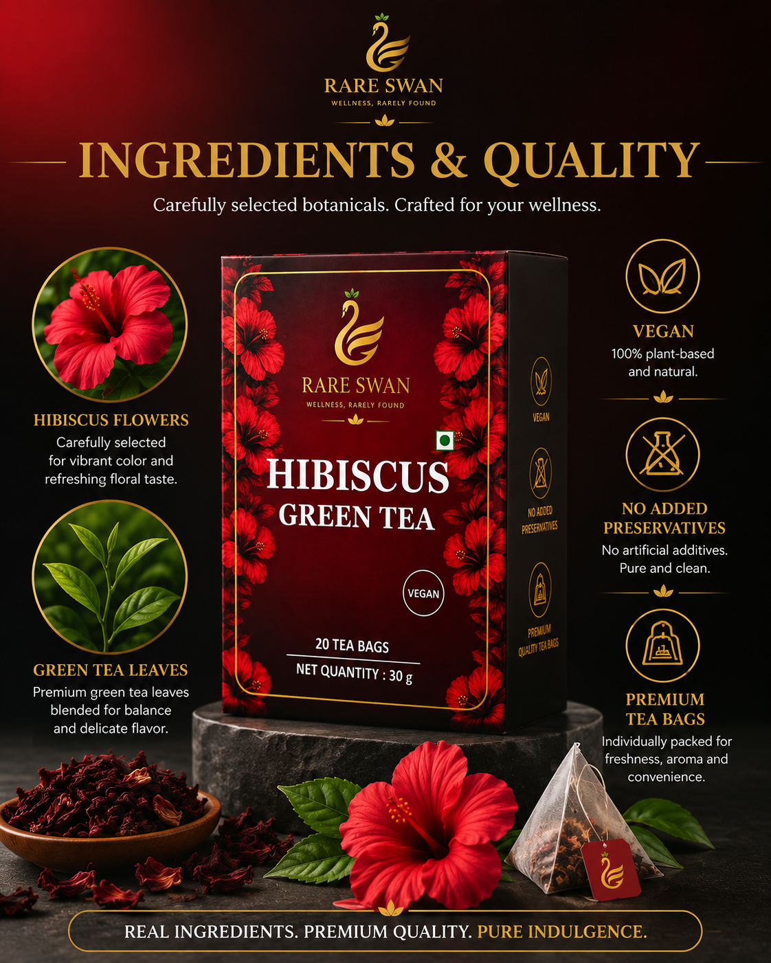 Rare Swan Hibiscus Green Tea for Refreshing Daily Wellness