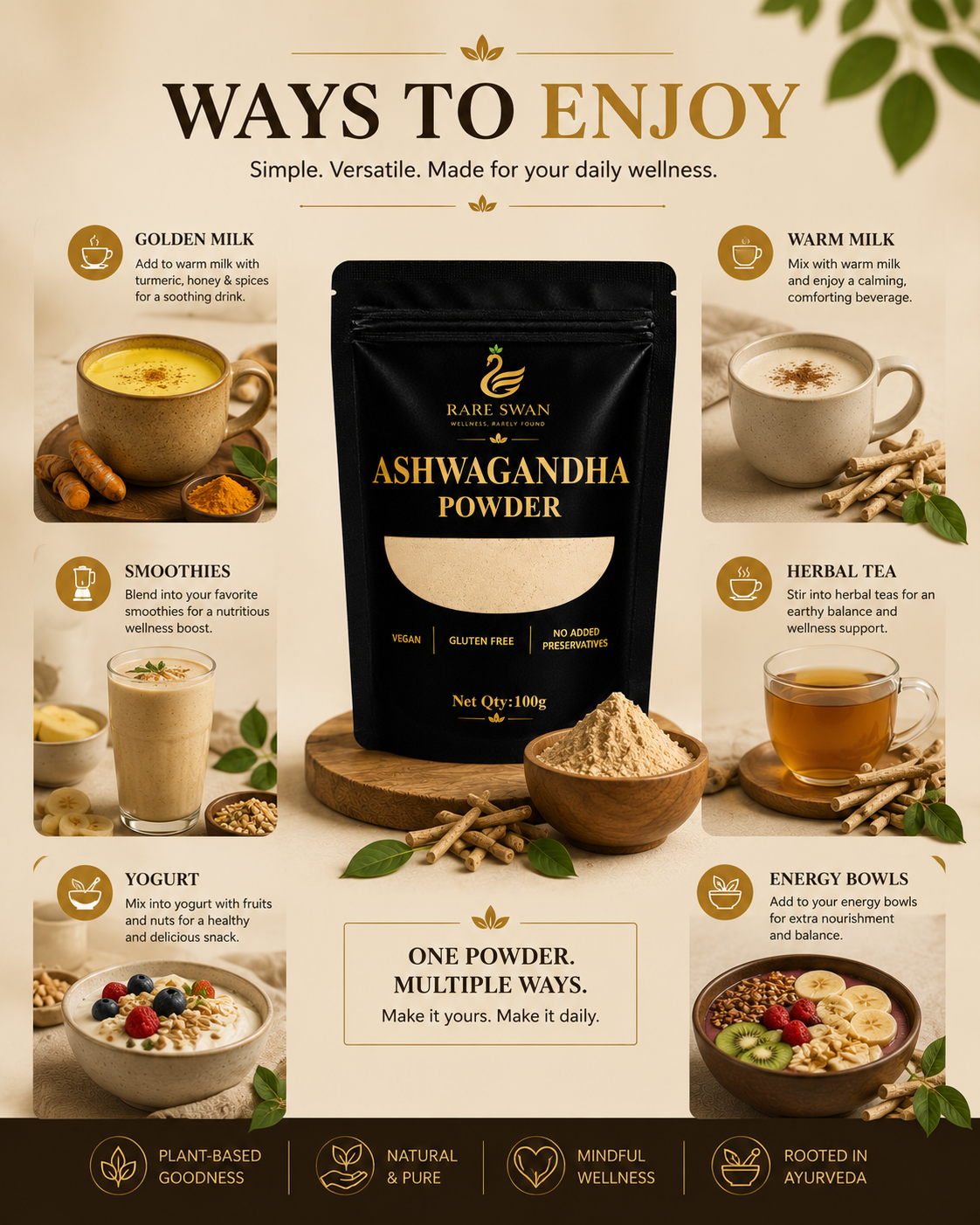 Rare Swan Ashwagandha Powder for Daily Calm and Balance