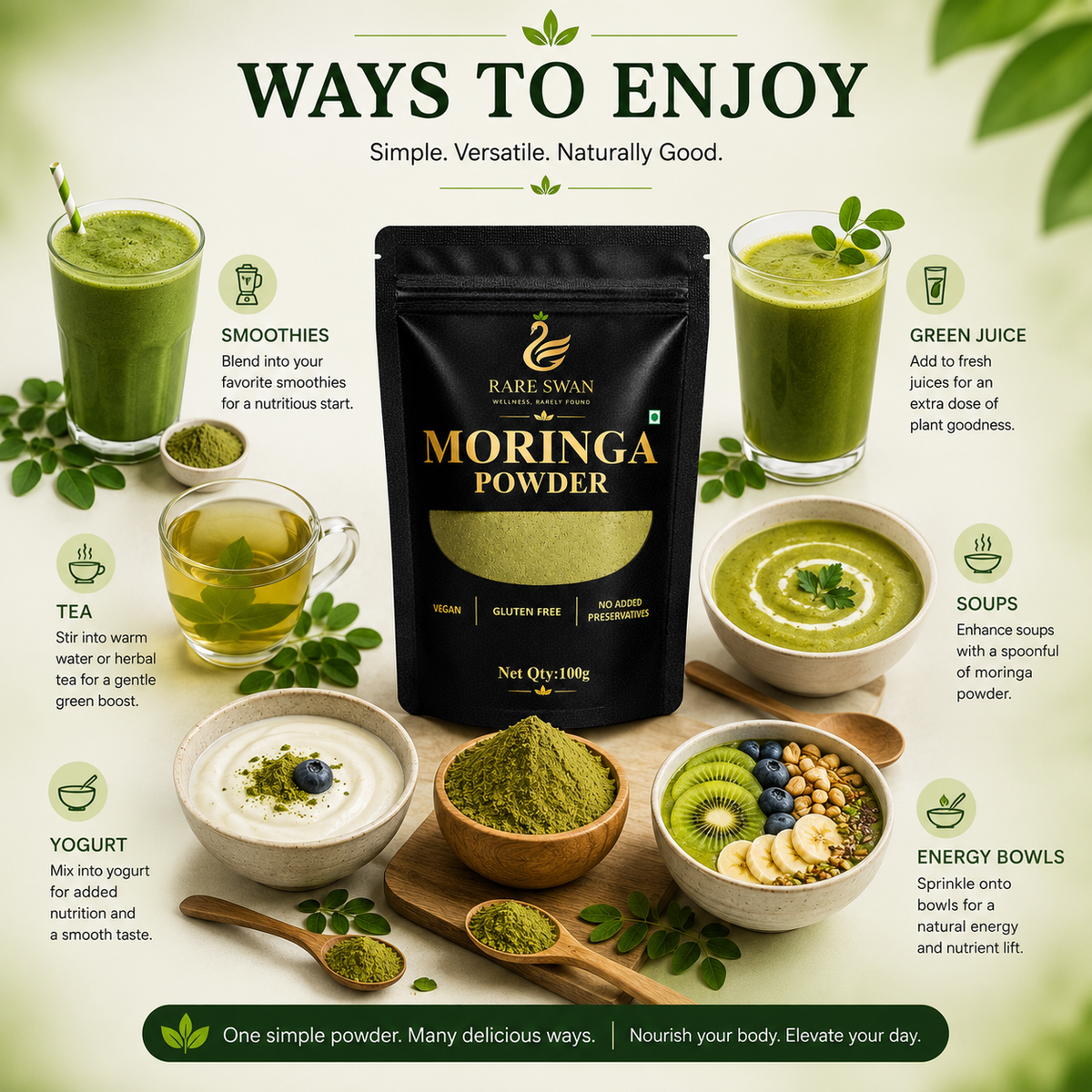 Rare Swan Moringa Powder for Daily Wellness Support