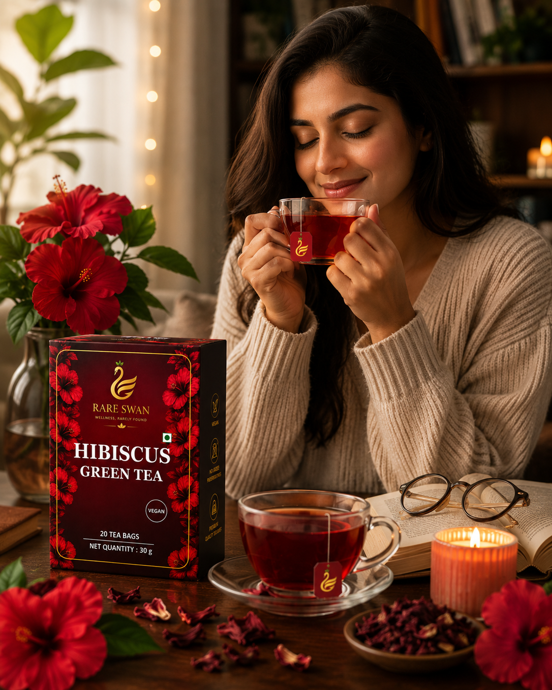 Rare Swan Hibiscus Green Tea for Refreshing Daily Wellness