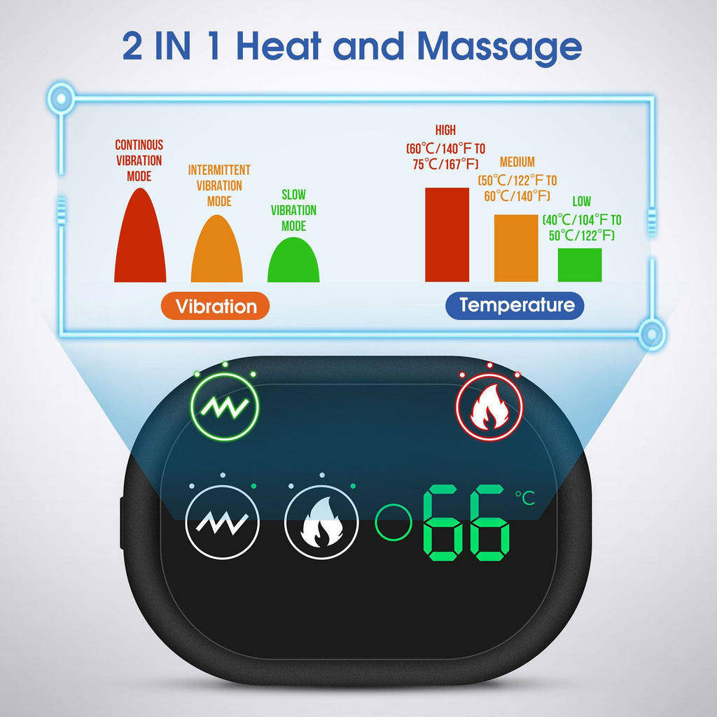 NNEDSZ Gray Rechargeable Heated Shoulder Massager with LED Display - Adjustable Compression Wrap for Pain Relief and Relaxation