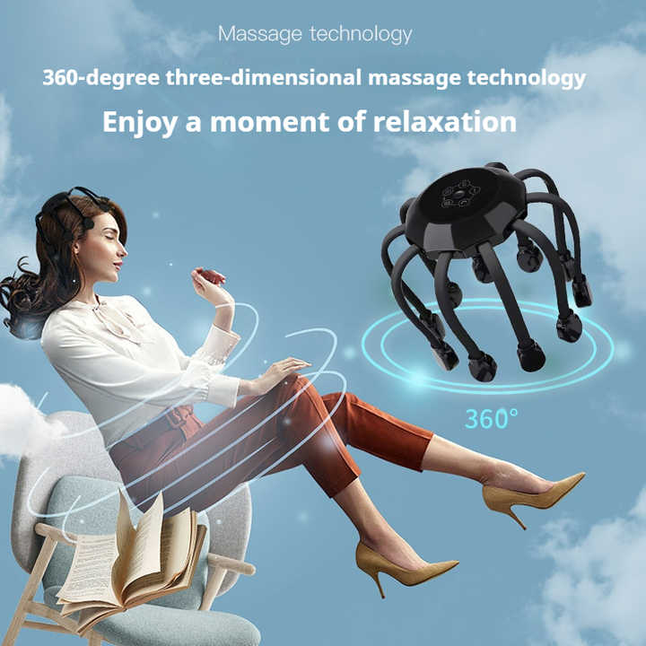 14-Node Scalp Massager with Vibration & Stress Relief